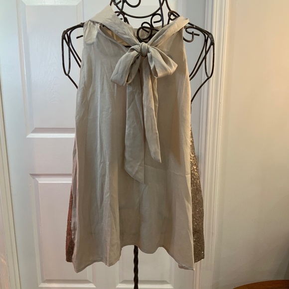 Sequin Gold Tie Back Party Holiday Top Plus Size 3X - Picture 4 of 5